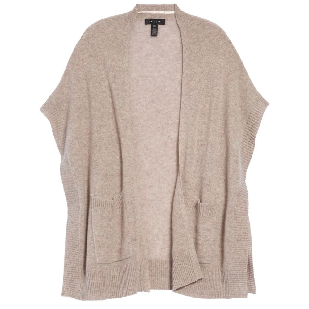 HALOGEN 100% Cashmere Ruana Wrap in Oatmeal